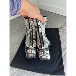 ALEXANDER WANG Women's Parker Snake-Embossed Leather Ankle Boots Size 7.5